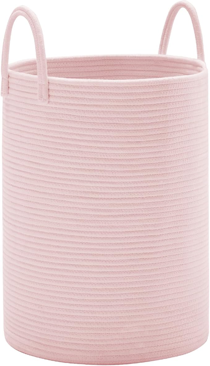 YOUDENOVA Cotton Rope Laundry Hamper Basket, 58L Blanket Basket for Nursery | Large Woven Laundry Hamper with Sturdy Handles, Collapsible Home Decor Laundry Basket for Laundry, Clothes, Toys in Bedroom