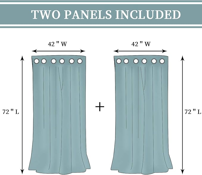 BGment Thermal Insulated 100% Blackout Curtains for Bedroom with Black Liner, Double Layer Full Room Darkening Noise Reducing Grommet Curtain (42 x 72 Inch, Pure White, 2 Panels)