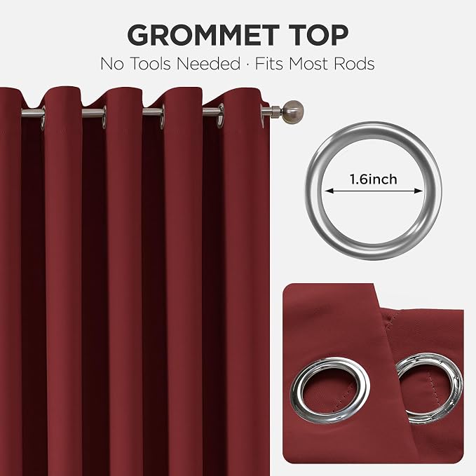 Joydeco Door Curtain Blackout Curtains for Doorway Privacy Closet Drapes | Room Divider Curtains for Bedroom Living Room, Sliding Door Curtains for Open Closet (Burgundy Red, 52Wx90L, 1 Panel)