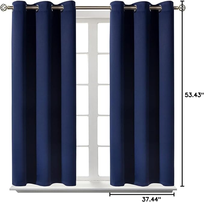 BGment Blackout Curtains for Bedroom - Grommet Thermal Insulated Room Darkening Curtains for Living Room, Set of 2 Panels (38 x 54 Inch, Navy Blue) | Grommet top, Blackout, Room Darkening, Sunblock, Thermal Insulated, Window Drapes for Kitchen, 38x54 Inch