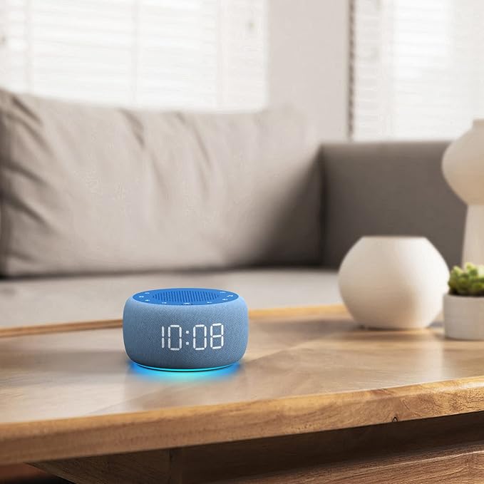 Buffbee Sound Machine & Alarm Clock 2-in-1, Bedroom Sleep Clock, Twilight | 0-100% Clock Face Brightness, Bottom Colored Light, Sleep Timer, Precise 30-Level Volume Control White Noise Machine