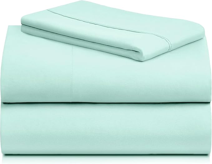 LuxClub Twin XL Sheets Set, Cooling & Soft Deep Pocket Bed Sheets, 3PC | LuxClub Silky Fitted Sheet & Pillowcase Sets, Breathable Hotel Luxury Bedding for Mattress Wrinkle Free, Aquamarine