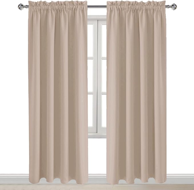 DWCN Blackout Curtains for Bedroom Living Room 52 x 95 Inch Long Camel | 2 Panels Set, Room Darkening, Thermal Insulated, Light Blocking, Rod Pocket Drapes, Noise Reducing Window Treatments