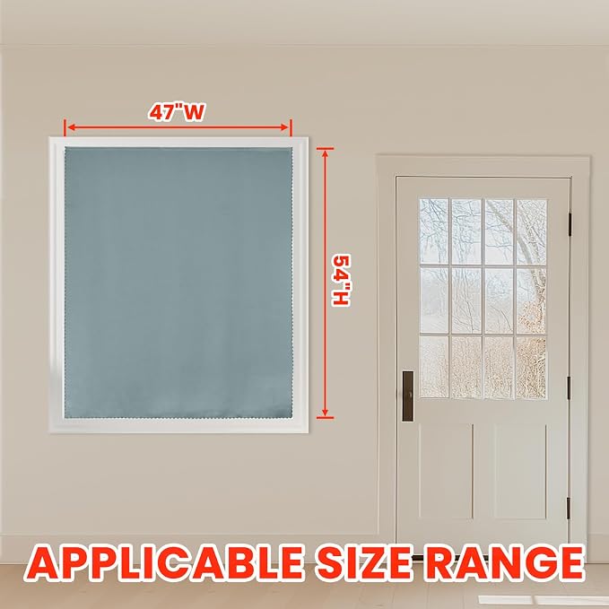AJAZZ 100% Blackout Stick Curtain Portable Black Out Curtains Adhesive Curtains for Bedroom Living Room No Drilling (Silver Grey, 47" W x 54" L 1 Panel)