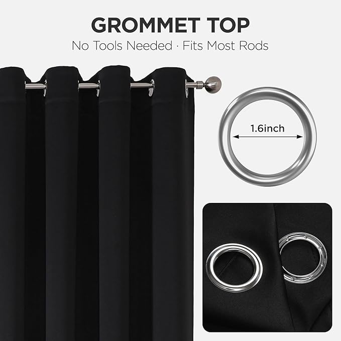 Joydeco Door Curtain Blackout Curtains for Doorway Privacy Closet Drapes | Room Divider Curtains for Bedroom Living Room, Sliding Door Curtains for Open Closet (Black, 32Wx80L, 1 Panel)