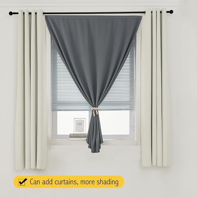 Portable Light Blocking Curtains Self-Stick Design, Removable Adhesive Window Shades for Apartment Office, 71" W x 84" L, Grey, 1 Panel