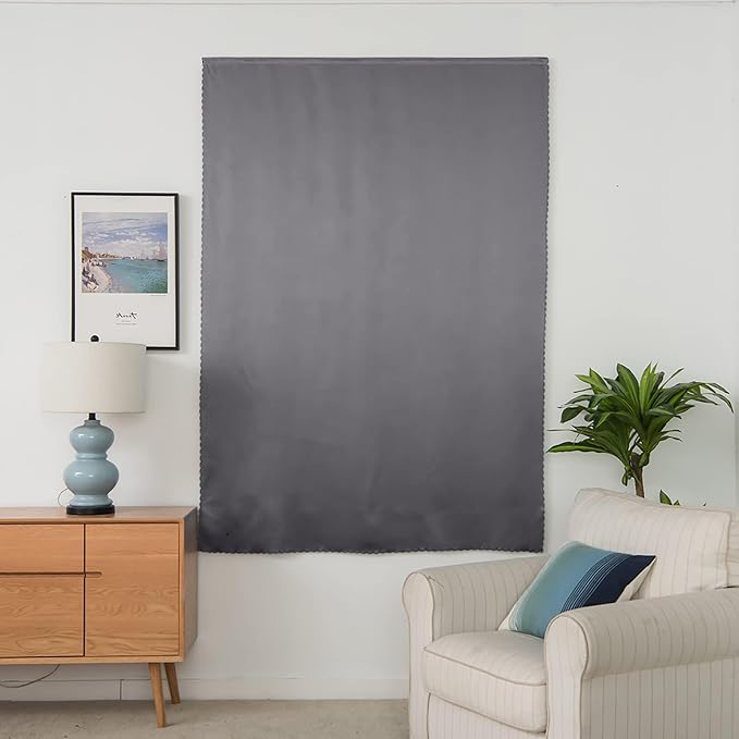 AJAZZ 100% Window Blinds Blackout Portable Blackout Curtains Adhesive Curtains for Living Room No Drilling (Dark Grey, 47" W x 72" L 1 Panel)