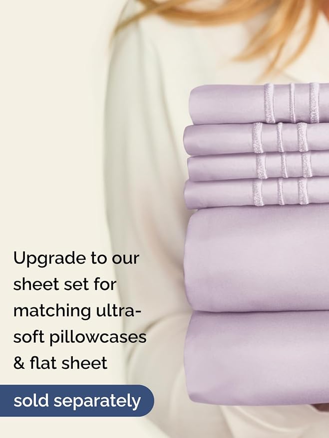 Deep Twin XL Fitted Sheet - College Dorm Room Essentials - Light Lavender | Easily Fits 18 inch to 24 inch Mattress, Wrinkle Resistant, Soft, Breathable & Comfy, Extra Deep Pockets Fitted Sheet