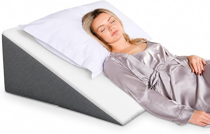 Kolbs Bed Wedge Pillow for Sleep Apnea, FSA Eligible Acid Reflux, and Back Pain Relief, with Chic Jacquard Cover - Headboard Wedges for Sleeping (Extra Wide 12" Height)