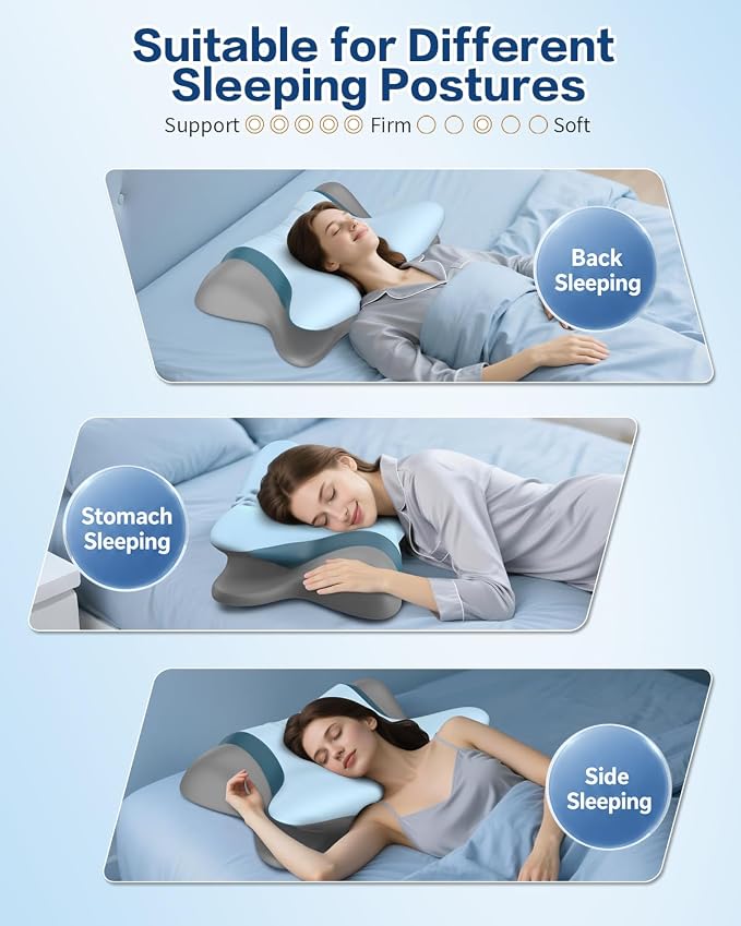 Cervical Neck Pillow for Pain Relief - Ergonomic Side Sleeper Pillow for Sleeping, Cooling Memory Foam Pillows for Neck Support, Orthopedic Pillow Contour Bed Pillow for Back Sleepers