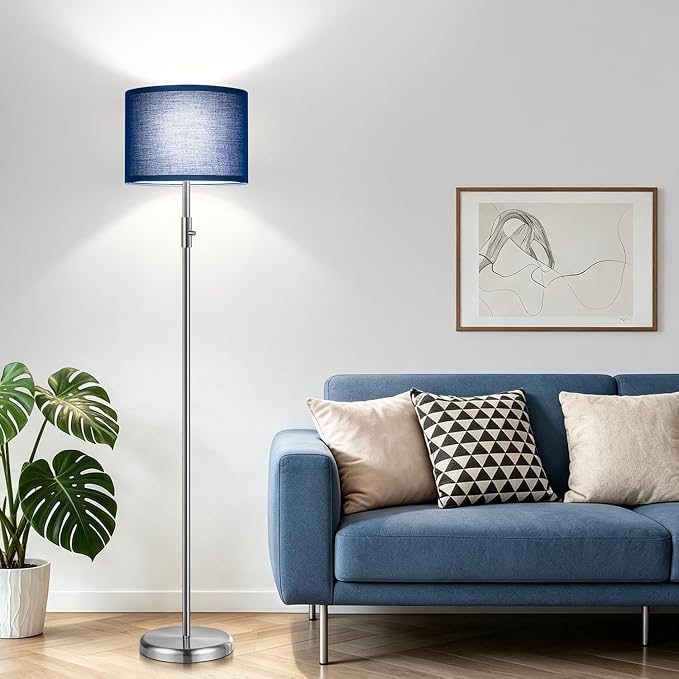 Floor Lamp Simple Design with Shade, Small Tall Lamps for Living Room Bedroom Office Dining Room Kitchen-Nickel