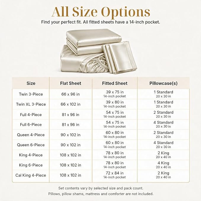 CozyLux Satin Sheets Full, 4-Piece 14-Inch Deep Pocket Sheet Set | OEKO-TEX Certified Silky Soft Sheet Set for Hair & Skin, Luxurious Silky-Smooth Satin for Elegant Bedroom Decor, Beige