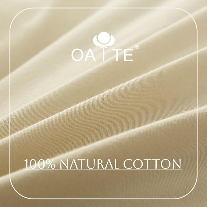 OAITE Duvet Cover Set 100% Washed Cotton Solid 3pcs | Soft,Durable,Long-staple Cotton,Hidden Zipper with 8 Interior Corner Ties,2 Pillowcases