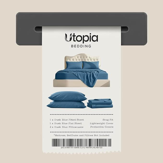 California King Sheets Set, 4 Pieces 16" Deep Pocket Bed Sheets, Dusk Blue | Extra Soft Bedsheet Set, Comfy & Breathable Cooling Sheets, Wrinkle & Fade Resistant, Fitted Sheet, Flat Sheet, 2 Pillowcases