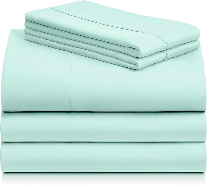 Split King Sheets for Adjustable Bed, Soft Deep Pocket Bed Sheets Set, 5PC | LuxClub Silky Fitted Sheet & Pillowcase Sets, Breathable Hotel Luxury Bedding for Mattress Wrinkle Free, Aquamarine
