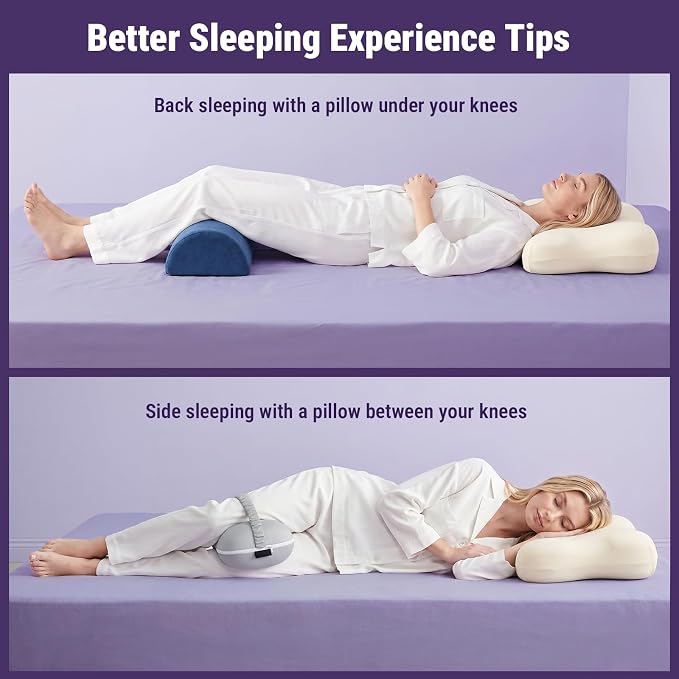 ZZ-WELL Neck Pillow for Sleeping - Side Sleeper Pillow with Cooling Pillowcase - High Density Memory Foam Pillows for Broad Shoulders Adults - Heavy & Thick Bed Pillows, Standard Size (Beige)