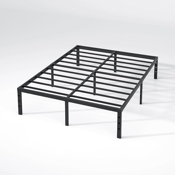 NEW JETO Metal Bed Frame,King Size Bed Frame with Storage Space,16 Inch | Heavy Duty Sturdy Mattress Foundation,Easy Assembly,No Box Spring Needed, Black