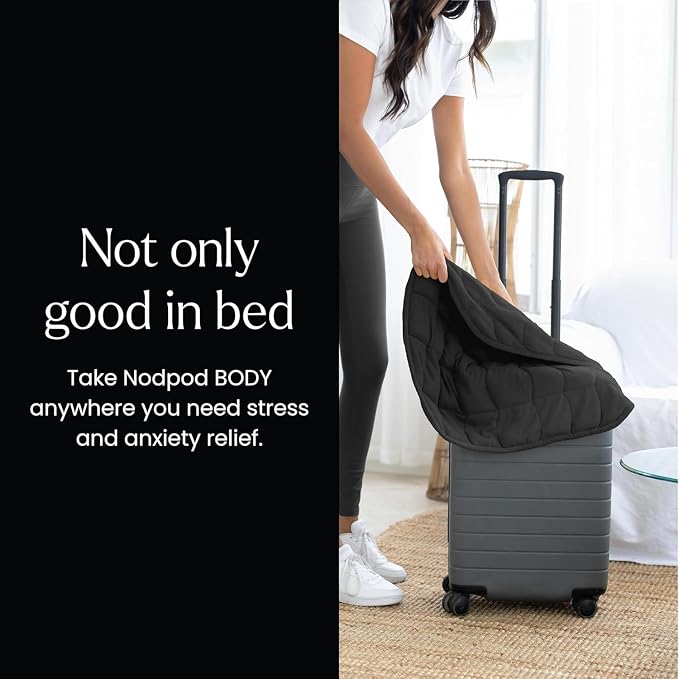 nodpod Body 6.5lb Patented Compact Weighted Blanket | Perfect for Relaxation, Lounging, Napping, Sleeping & Travel, Glass Bead Filled, Machine Washable, 29" x 24", Black Onyx