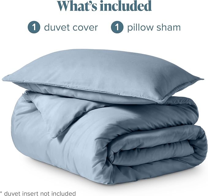 Bare Home Duvet Cover Set 1800 Ultra-Soft (Twin/Twin XL, Dusty Blue) | Lightweight, Cooling, Breathable, Premium 1800 Ultra-Soft, All-Season