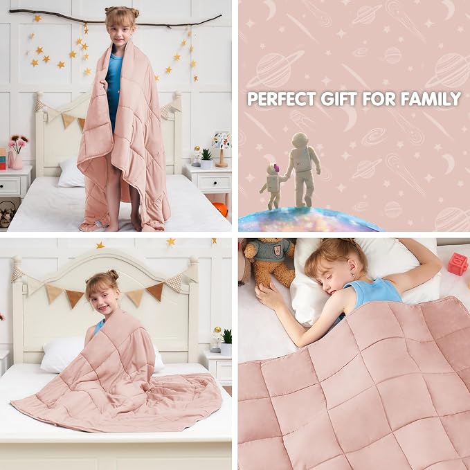 Weighted Blanket 3lbs, 36"x48", Cooling Heavy Throw Blanket for 20-40lbs, Microfiber Soft Big Blankets Weighted Comforter, Pink