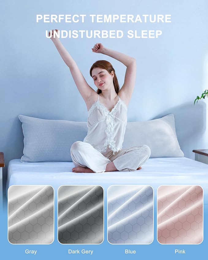 YZ HOME Cooling Body Pillow for Adults,Cold Touch Fabric(Bule,20"x54") | Body Pillow for Side Sleeper,Shredded Memory Foam,Removable Washable Cover