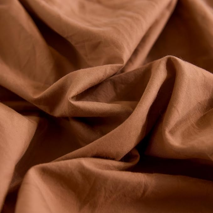 NEXHOME PRO Duvet Cover Set 100% Washed Cotton Oversized King 120"x98" Linen Feel Textured Organic Natural 3 Pieces Bedding Set Terracotta Burnt Orange with Zipper Closure Breathable(No Comforter)