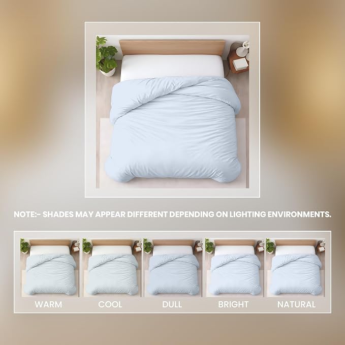 1 Pc 120" x 98" Duvet Cover Oversized King 100% Egyptian Cotton - 600 Thread Count Comforter Cover, Zipper Closure & Corner Ties - Fits Large King Inserts - Sky Blue