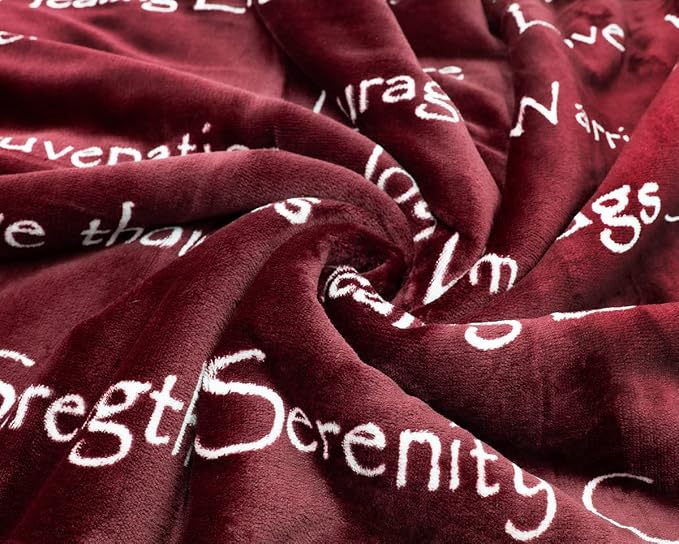 Compassion Blanket (Brand)- Strength Courage Super Soft Warm Hugs, Get Well Gift Blanket Plush Healing Thoughts Positive Energy Love & Hope (Burgundy, 50 x 65 Sherpa)