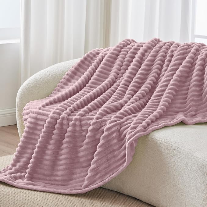 BEDELITE Ribbed Fleece Throw Blanket for Couch, Berry Purple, 50"x70" | Ultra-Soft Plush Fleece, Warm Yet Lightweight, Ribbed Texture, Home Decor, Machine Washable, Giftable, All-Season Use