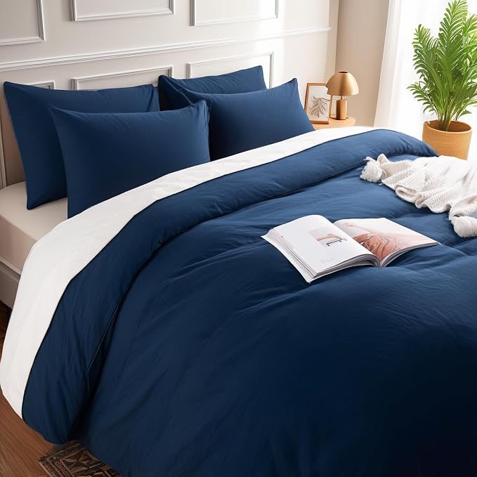 NEXHOME PRO Oversized King Duvet Cover Set – 100% Certified Organic Cotton with Washed Feel & Linen-Like Texture, Comfortable & Breathable, Home Bedding Set (No Comforter) 12098