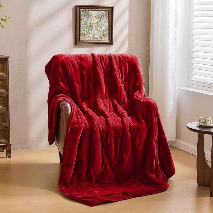 Ultra Soft Sherpa Weighted Blanket for Adults, 60"x80" 15lbs Heavy Blankets | Cozy Comfort for Relaxing Nights, Double-Sided Fluffy Sherpa & Fleece, Double Inner Layers-No Bead Bunching, Even Weight