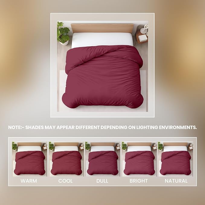 1 Pc Duvet Cover Queen Size/Full Size-100% Egyptian Cotton Ultra Soft Premium Durable Comforter Cover Zipper Closure & Corner Ties- (Burgundy, 90" X 90")