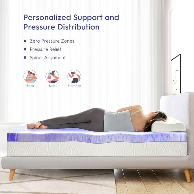 ELEMUSE 3 Inch Ventilated Design Memory Foam Twin Size Mattress Topper | Cooling Gel Infused Swirl Foam Pad for Pressure Relief Back Pain,Bed Topper for Body Support, CertiPUR-US Certified