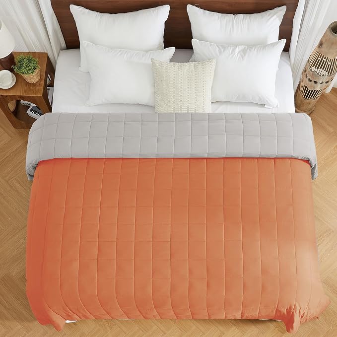 yescool Weighted Blanket for Adults (30 lbs, 88” x 104”, Orange) Cooling Heavy Blanket for Sleeping Perfect for 290-310 lbs, King Size Breathable Blanket with Premium Glass Bead
