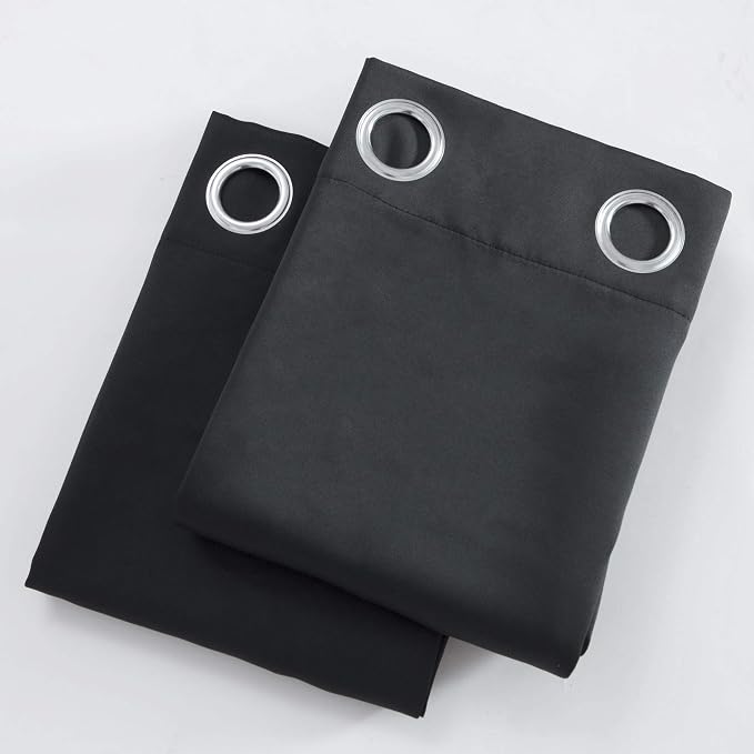 Blackout Curtains 52 x 84 inches Long Black Curtains Set of 2 Panels Thermal Insulated Room Darkening Curtains for Bedroom
