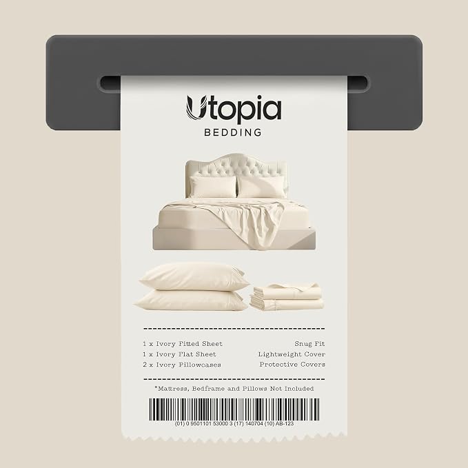 King Sheets Set, 4 Pieces 16" Deep Pocket Hotel Luxury Bed Sheets, Ivory | Extra Soft Bedsheet Set, Comfy & Breathable Cooling Sheets, Wrinkle & Fade Resistant, Fitted Sheet, Flat Sheet, 2 Pillowcases