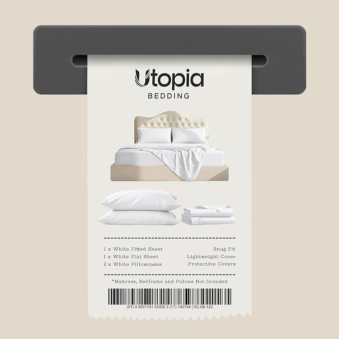 Full Sheets Set, 4 Pieces 16" Deep Pocket Hotel Luxury Bed Sheets, White | Extra Soft Bedsheet Set, Comfy & Breathable Cooling Sheets, Wrinkle & Fade Resistant, Fitted Sheet, Flat Sheet, 2 Pillowcases