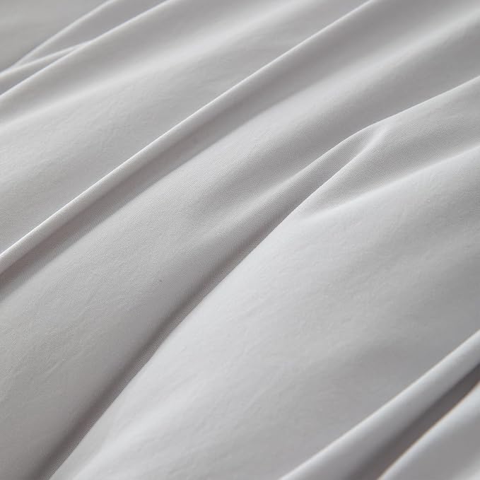 Bedorm Gray Duvet Cover Set King Ruffle Bedding Set Pleat Ruffled Shabby Chic Comforter Cover Extra Soft & Easy Care Gray Boho Duvet Cover with Zipper Closure