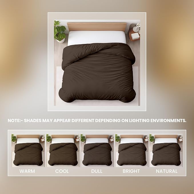 1 Pc 120" x 98" Duvet Cover Oversized King 100% Egyptian Cotton - 600 Thread Count Comforter Cover, Zipper Closure & Corner Ties - Fits Large King Inserts - Chocolate