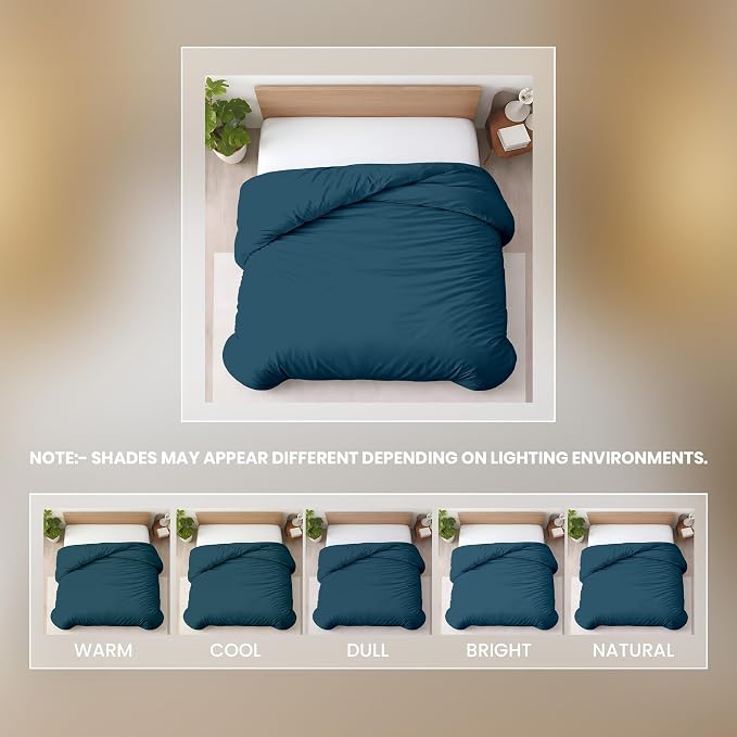 1 Pc Duvet Cover King Size-100% Egyptian Cotton 600 Thread Count Ultra Soft Premium Durable Comforter Cover Zipper Closure & Corner Ties - (Green Teal, 104" X 94")