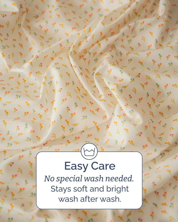 Cal King 4 Piece Floral Sheet Set - Breathable & Cooling - Petite Garden | 1 Flat, 1 Fitted & 2 Pillowcases w/ Deep Pockets, Boho Botanical Floral Bedding, Breathable & Cooling, Wrinkle & Fade Free