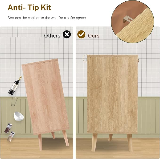 TEENFON Dresser for Bedroom, 47.2''Wide 7 Drawer Rattan Dresser, Wood Dressers TV Stand, Boho Dressers & Chests of Drawers for Bedroom, Entryway, Natural