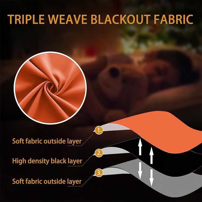 KOUFALL Orange Blackout Curtains 2 Panels, Thermal Insulated Curtains for Bedroom Living Room, Wide 50 x 90 Inch Long