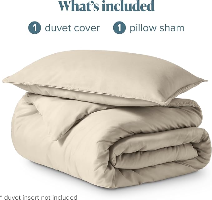 Bare Home Duvet Cover Set 1800 Ultra-Soft (Twin/Twin XL, Sand) | Lightweight, Cooling, Breathable, Premium 1800 Ultra-Soft, All-Season