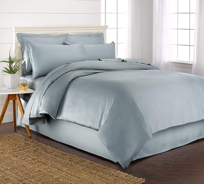 King Duvet Cover by Pure Bamboo, 3 Piece Set, Genuine 100% Organic Viscose Derived from Bamboo, Luxuriously Soft and Cooling, 2 Pillowcases (King, Sterling Blue)