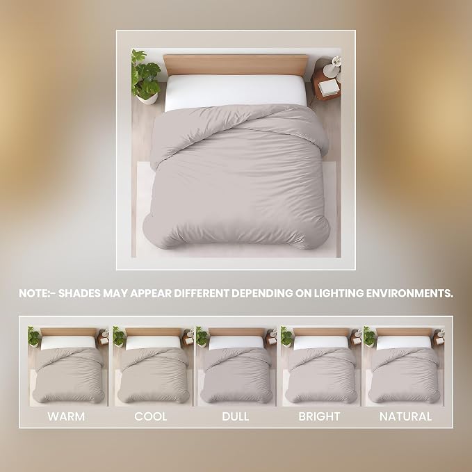 1 Pc Duvet Cover King Size-100% Egyptian Cotton 600 Thread Count Ultra Soft Premium Durable Comforter Cover Zipper Closure & Corner Ties - (Light Grey, 104" X 94")