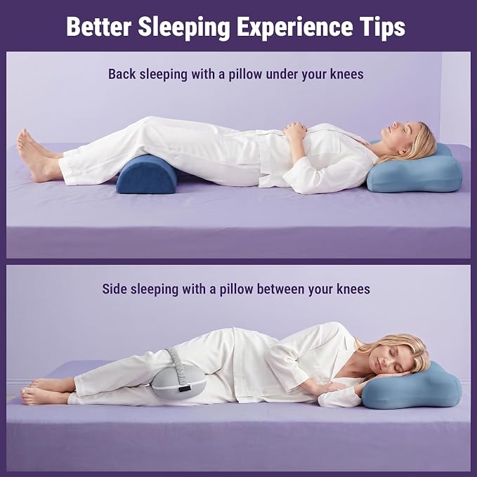 ZZ-WELL Side Sleeper Pillow - Patented Cervical Neck Pillow for Sleeping with Cooling Cover - High Loft Heavy Density Memory Foam Pillows for Side Sleepers & Broad Shoulders Adults (Blue)