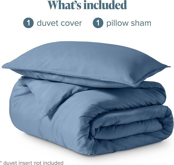 Bare Home Duvet Cover Set 1800 Ultra-Soft (Twin/Twin XL, Coronet Blue) | Lightweight, Cooling, Breathable, Premium 1800 Ultra-Soft, All-Season