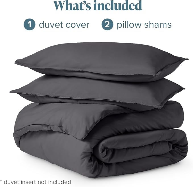 Bare Home Duvet Cover Set (Oversized Queen, Forged Iron Grey) | 1800 Ultra-Soft, Lightweight, Cooling, Breathable, Premium, All-Season