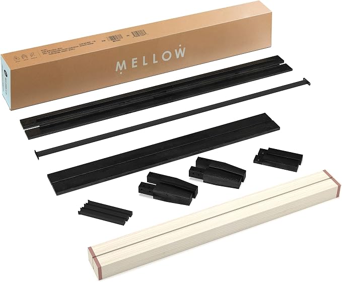 Mellow Naturalista Classic 12 Inch Solid Wood Platform Bed with Wooden Slats, Full, Black